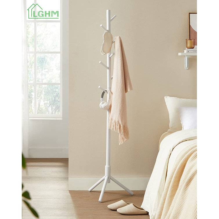 Solid Wood Freestanding 8 Hook Coat Rack